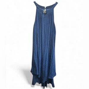Luxology Navy Sleeveless Hi- Lo Maxi Dress